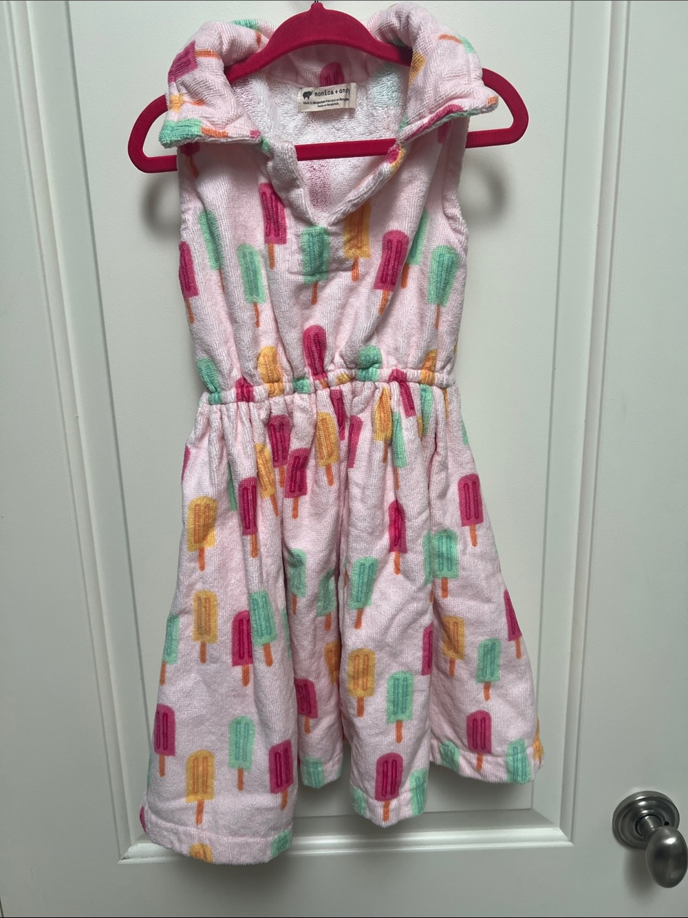 Girls Hooded Popsicle Terry Dress in Pink